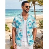 image:imageCOOFANDY Mens Hawaiian Shirt Short Sleeve Tropical Button Up Vacation Beach ShirtCyan Blue  Flamingos