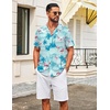 image:imageCOOFANDY Mens Hawaiian Shirt Short Sleeve Tropical Button Up Vacation Beach ShirtCyan Blue  Flamingos