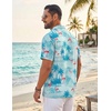 image:imageCOOFANDY Mens Hawaiian Shirt Short Sleeve Tropical Button Up Vacation Beach ShirtCyan Blue  Flamingos