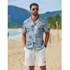 image:imageCOOFANDY Mens Hawaiian Shirt Short Sleeve Tropical Button Up Vacation Beach ShirtGrey  Tree