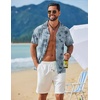 image:imageCOOFANDY Mens Hawaiian Shirt Short Sleeve Tropical Button Up Vacation Beach ShirtGrey  Tree