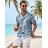 image:imageCOOFANDY Mens Hawaiian Shirt Short Sleeve Tropical Button Up Vacation Beach ShirtGrey  Tree
