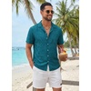 image:imageCOOFANDY Mens Hawaiian Shirt Short Sleeve Tropical Button Up Vacation Beach ShirtLake Blue  Leaf