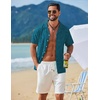 image:imageCOOFANDY Mens Hawaiian Shirt Short Sleeve Tropical Button Up Vacation Beach ShirtLake Blue  Leaf