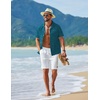image:imageCOOFANDY Mens Hawaiian Shirt Short Sleeve Tropical Button Up Vacation Beach ShirtLake Blue  Leaf
