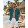 image:imageCOOFANDY Mens Hawaiian Shirt Short Sleeve Tropical Button Up Vacation Beach ShirtLake Blue  Leaf