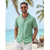 image:imageCOOFANDY Mens Hawaiian Shirt Short Sleeve Tropical Button Up Vacation Beach ShirtLight Green  Palm Tree