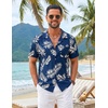 image:imageCOOFANDY Mens Hawaiian Shirt Short Sleeve Tropical Button Up Vacation Beach ShirtNavy  Palm Leaf