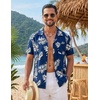 image:imageCOOFANDY Mens Hawaiian Shirt Short Sleeve Tropical Button Up Vacation Beach ShirtNavy  Palm Leaf