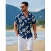 image:imageCOOFANDY Mens Hawaiian Shirt Short Sleeve Tropical Button Up Vacation Beach ShirtNavy  Palm Leaf