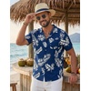 image:imageCOOFANDY Mens Hawaiian Shirt Short Sleeve Tropical Button Up Vacation Beach ShirtNavy  Palm Leaf