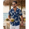 image:imageCOOFANDY Mens Hawaiian Shirt Short Sleeve Tropical Button Up Vacation Beach ShirtNavy  Palm Leaf