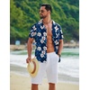 image:imageCOOFANDY Mens Hawaiian Shirt Short Sleeve Tropical Button Up Vacation Beach ShirtNavy Blue  Floral