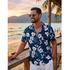 image:imageCOOFANDY Mens Hawaiian Shirt Short Sleeve Tropical Button Up Vacation Beach ShirtNavy Blue  Floral