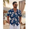 image:imageCOOFANDY Mens Hawaiian Shirt Short Sleeve Tropical Button Up Vacation Beach ShirtNavy Blue  Floral