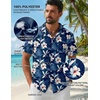 image:imageCOOFANDY Mens Hawaiian Shirt Short Sleeve Tropical Button Up Vacation Beach ShirtNavy Blue  Floral