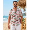 image:imageCOOFANDY Mens Hawaiian Shirt Short Sleeve Tropical Button Up Vacation Beach ShirtPink  Car