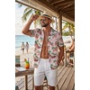 image:imageCOOFANDY Mens Hawaiian Shirt Short Sleeve Tropical Button Up Vacation Beach ShirtPink  Car
