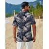 image:imageCOOFANDY Mens Hawaiian Shirt Short Sleeve Tropical Button Up Vacation Beach ShirtPink White  Leaf
