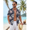 image:imageCOOFANDY Mens Hawaiian Shirt Short Sleeve Tropical Button Up Vacation Beach ShirtPink White  Leaf