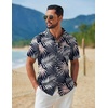 image:imageCOOFANDY Mens Hawaiian Shirt Short Sleeve Tropical Button Up Vacation Beach ShirtPink White  Leaf