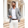 image:imageCOOFANDY Mens Herringbone Blazer Slim Fit Cotton Sport Coats Two Buttons Casual Suit JacketLight Gray