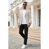 image:imageCOOFANDY Mens Herringbone Blazer Slim Fit Cotton Sport Coats Two Buttons Casual Suit JacketLight Khaki