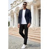 image:imageCOOFANDY Mens Herringbone Blazer Slim Fit Cotton Sport Coats Two Buttons Casual Suit JacketNavy Blue