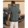 image:imageCOOFANDY Mens Knit Button Down Shirts Short Sleeve Polo Shirt Vintage Striped Casual ShirtsEvergreen White