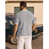 image:imageCOOFANDY Mens Knit Button Down Shirts Short Sleeve Polo Shirt Vintage Striped Casual ShirtsNavy Blue Beige