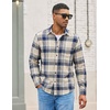 image:imageCOOFANDY Mens Lightweight Flannel Shirt Long Sleeve Plaid Shirt with PocketKhaki Blue