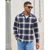 image:imageCOOFANDY Mens Lightweight Flannel Shirt Long Sleeve Plaid Shirt with PocketNavy Blue  Khaki