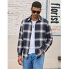 image:imageCOOFANDY Mens Lightweight Flannel Shirt Long Sleeve Plaid Shirt with PocketNavy Blue  Khaki