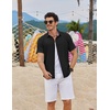 image:imageCOOFANDY Mens Linen Shirt Casual Short Sleeve Button Down Shirts Summer Beach Vacation TopsBlack