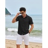 image:imageCOOFANDY Mens Linen Shirt Casual Short Sleeve Button Down Shirts Summer Beach Vacation TopsBlack