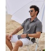 image:imageCOOFANDY Mens Linen Shirt Casual Short Sleeve Button Down Shirts Summer Beach Vacation TopsDark Gray