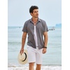 image:imageCOOFANDY Mens Linen Shirt Casual Short Sleeve Button Down Shirts Summer Beach Vacation TopsDark Gray
