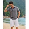 image:imageCOOFANDY Mens Linen Shirt Casual Short Sleeve Button Down Shirts Summer Beach Vacation TopsDark Gray