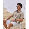 image:imageCOOFANDY Mens Linen Shirt Casual Short Sleeve Button Down Shirts Summer Beach Vacation TopsKhaki