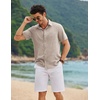 image:imageCOOFANDY Mens Linen Shirt Casual Short Sleeve Button Down Shirts Summer Beach Vacation TopsKhaki