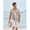 image:imageCOOFANDY Mens Linen Shirt Casual Short Sleeve Button Down Shirts Summer Beach Vacation TopsKhaki