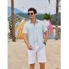 image:imageCOOFANDY Mens Linen Shirt Casual Short Sleeve Button Down Shirts Summer Beach Vacation TopsLight Blue
