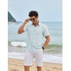 image:imageCOOFANDY Mens Linen Shirt Casual Short Sleeve Button Down Shirts Summer Beach Vacation TopsLight Blue