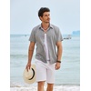 image:imageCOOFANDY Mens Linen Shirt Casual Short Sleeve Button Down Shirts Summer Beach Vacation TopsLight Gray