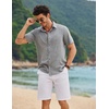image:imageCOOFANDY Mens Linen Shirt Casual Short Sleeve Button Down Shirts Summer Beach Vacation TopsLight Gray