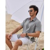 image:imageCOOFANDY Mens Linen Shirt Casual Short Sleeve Button Down Shirts Summer Beach Vacation TopsLight Gray