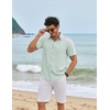 image:imageCOOFANDY Mens Linen Shirt Casual Short Sleeve Button Down Shirts Summer Beach Vacation TopsLight Green