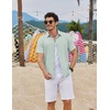 image:imageCOOFANDY Mens Linen Shirt Casual Short Sleeve Button Down Shirts Summer Beach Vacation TopsLight Green