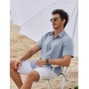 image:imageCOOFANDY Mens Linen Shirt Casual Short Sleeve Button Down Shirts Summer Beach Vacation TopsNavy