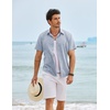 image:imageCOOFANDY Mens Linen Shirt Casual Short Sleeve Button Down Shirts Summer Beach Vacation TopsNavy